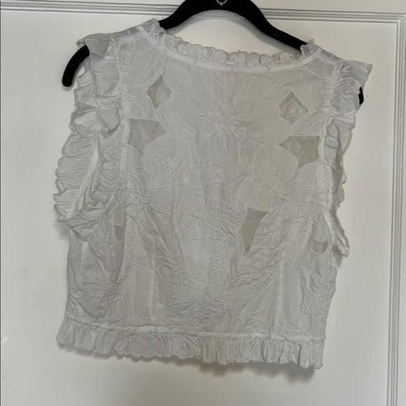 Free People White Floral Ruffle Blouse - Picture 3 of 3